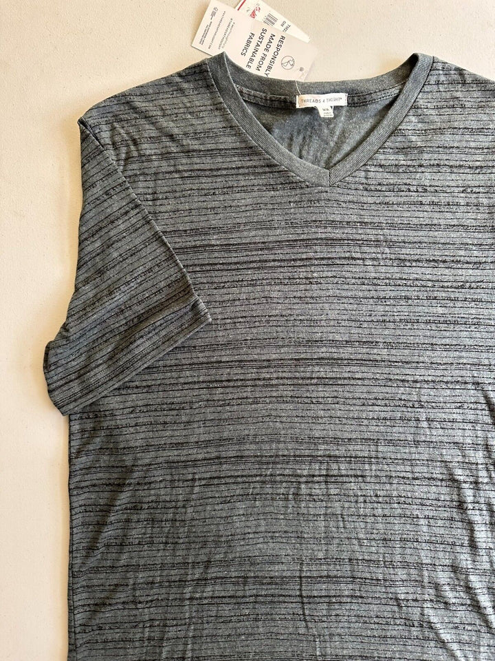 Translation missing: en.Threads 4 Thought Men's Dirt Road Stripe V-Neck T-Shirt Teal-2XL