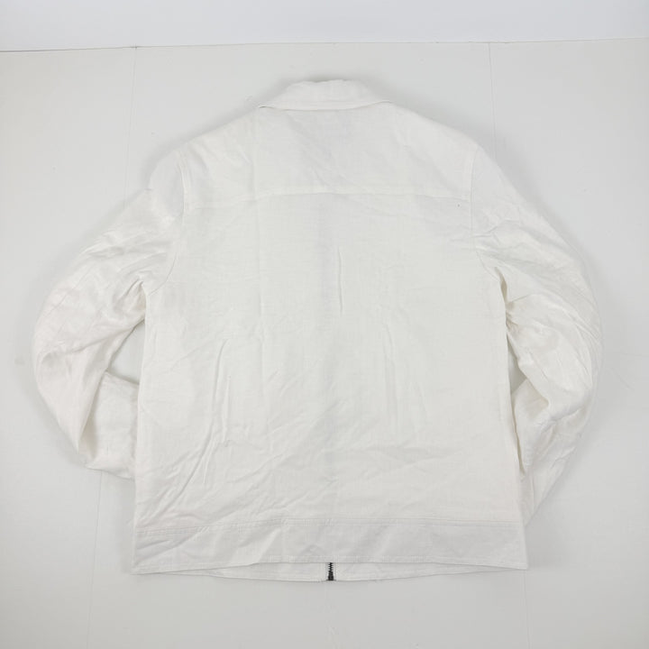 Translation missing: en.Paisley &amp; Gray Men's Bomber Jacket Size Small White Zip-Front Linen Blend Lined