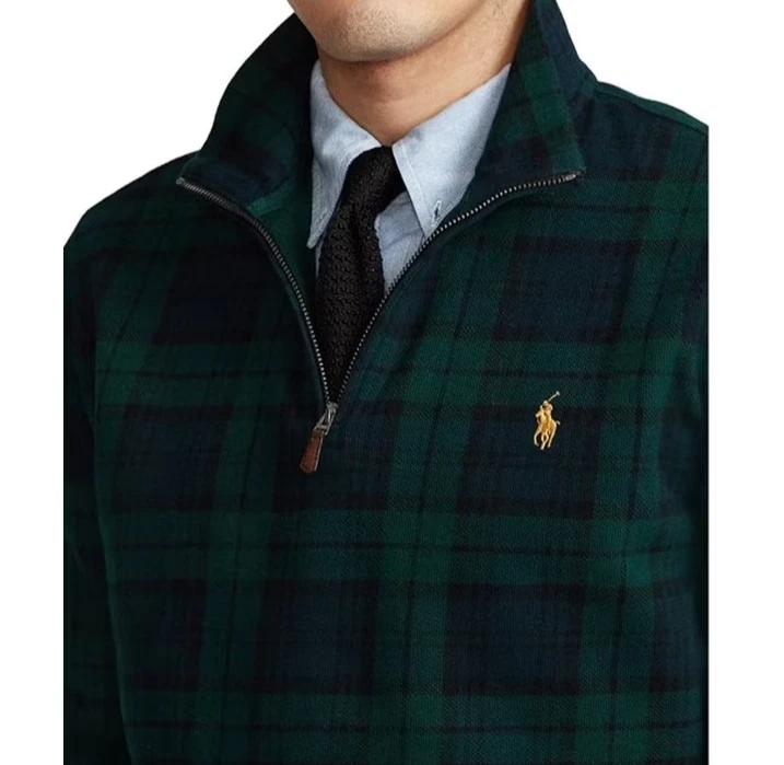 Translation missing: en.Polo Ralph Lauren Men's B&amp;T Estate-Rib Quarter-Zip Sweater Blackwatch-3XB
