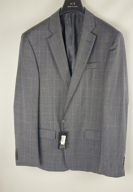 Translation missing: en.AX Armani Exchange Men's Modern-Fit Wool Plaid Blazer in Grey/Blue-38R