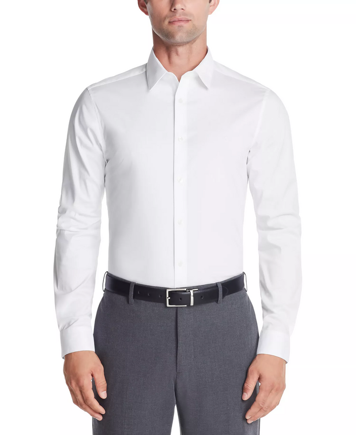 Translation missing: en.Calvin Klein Men's Dress Shirt White-17.5 34/35 Slim-Fit Stretch Collar Logo