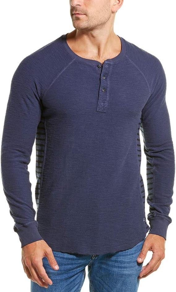 Translation missing: en.Mills Supply Mens Point Sur Long Sleeve Henley in Mood Indigo Blue-XL