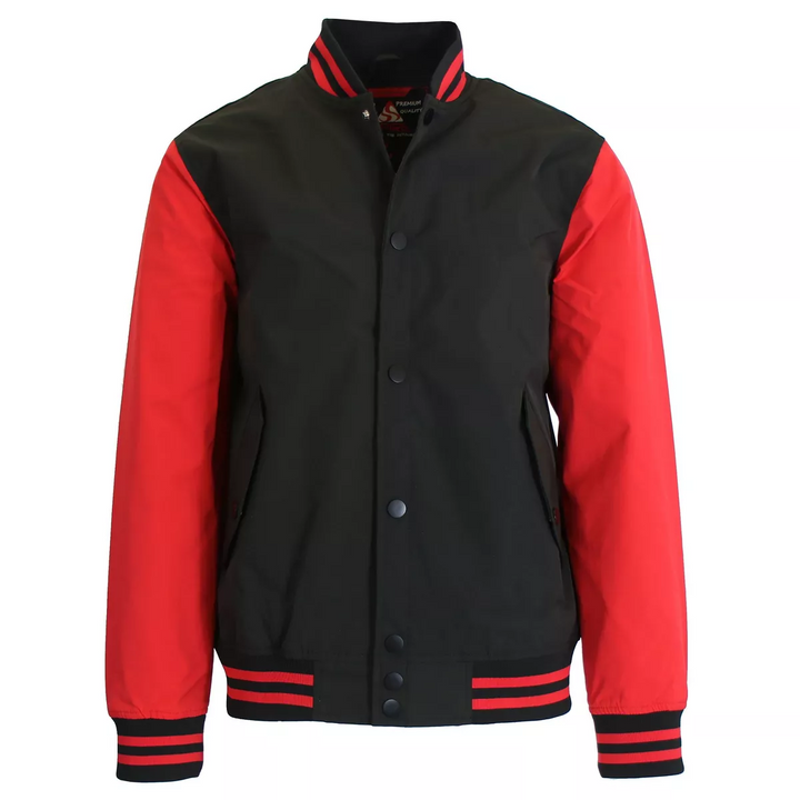 Translation missing: en.Spire By Galaxy Men's Lightweight Varsity Jacket Weather Tech Black Red-Large