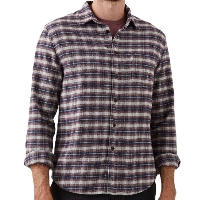 Translation missing: en.Rails Mens Forrest Plaid Cotton Flannel Shirt in Dusk Berry Grey Melange-Large