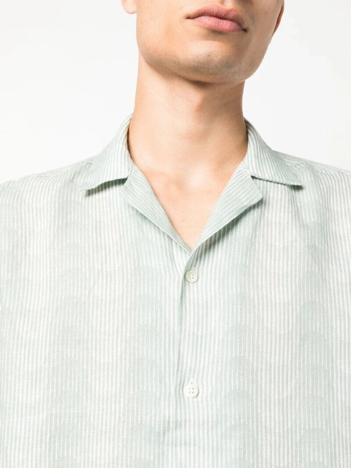 Translation missing: en.Frescobol Carioca  Men's Roberto Copacabana Sombra Print Linen Shirt Green-XL