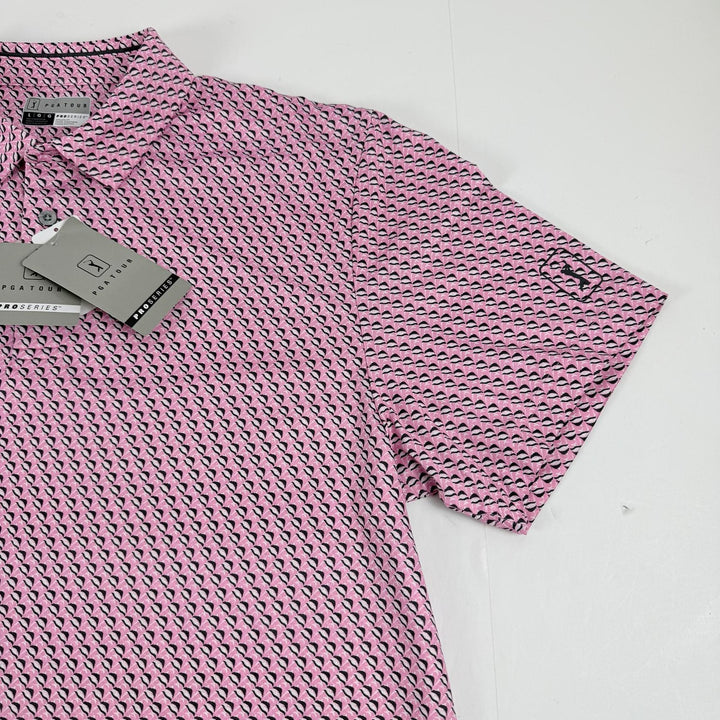Translation missing: en.Pga Tour Mens Athletic fit Short Sleeve Golf Polo Shirt Pink Size Large Stretch