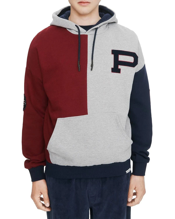 Translation missing: en.Eleven Paris Men's Cotton Color Blocked Embroidered Hoodie Rhubarb Block-Large