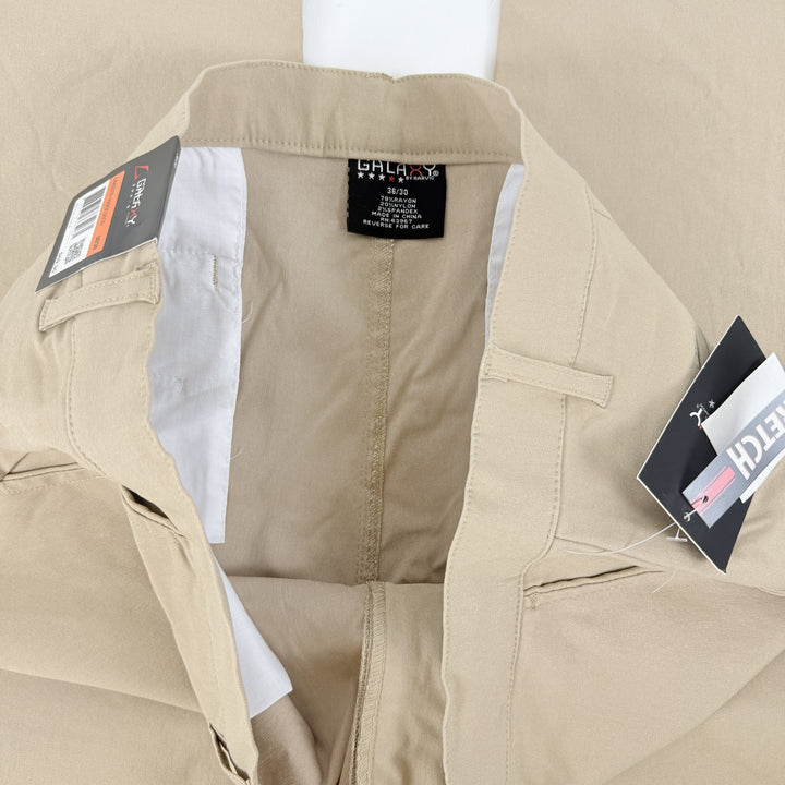 Translation missing: en.Galaxy Men's Chinos 36x30 Khaki Slim Fit Stretch Flat Front Performance