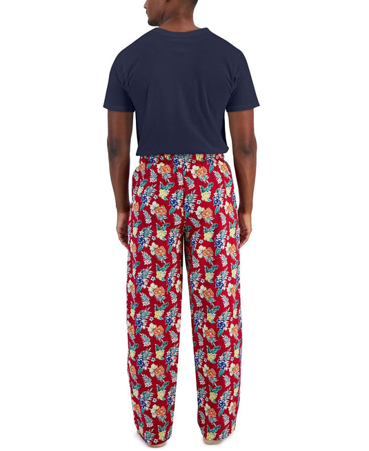Translation missing: en.Club Room Men's Solid Top &amp; Tropical Pants 2-Pc. Pajama Set Jester Red-Medium