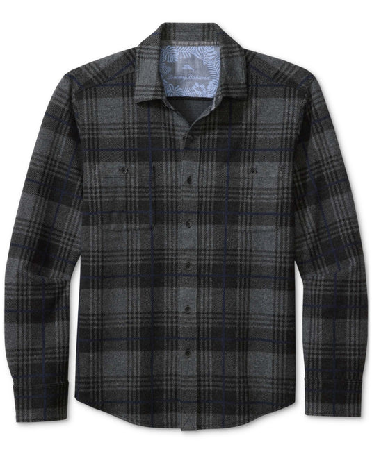 Translation missing: en.Tommy Bahama Men's Fireside Huntington Yarn-Dyed Plaid Shirt Charcoal Heather-M