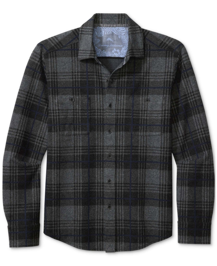Translation missing: en.Tommy Bahama Men's Fireside Huntington Yarn-Dyed Plaid Shirt Charcoal Heather-M