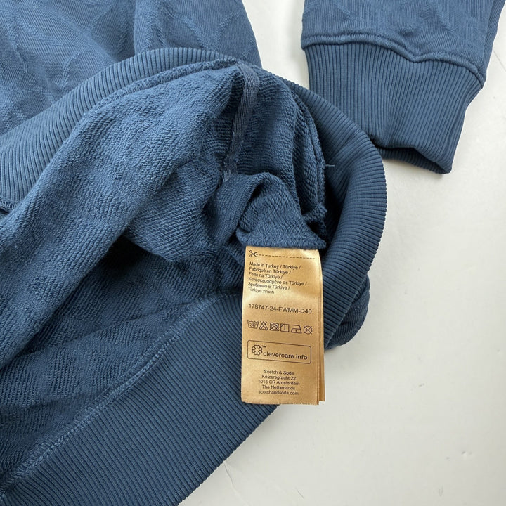 Translation missing: en.Scotch And Soda Geo Print Cotton Blend Hoodie Teal Blue-Size Small
