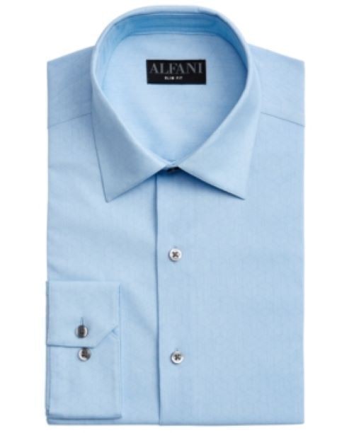 Translation missing: en.Alfani Men's Reg Fit 2-Way Stretch Performance Geo Dress Shirt Blue-14-14.5 32