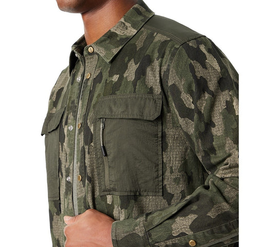 Translation missing: en.Bass Outdoor Shirt Jacket Men's Medium Camo Green Relaxed Fit Worker Stretch
