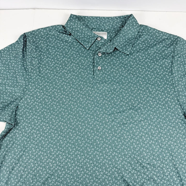 Translation missing: en.Pga Tour Men's Short Sleeve Floral Print Golf Polo Shirt - Storm Green-2XL