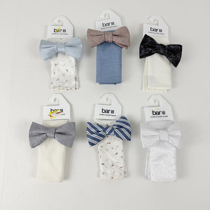 Translation missing: en.Bar III Men's Textured Bow Tie &amp; Pocket Square Set Wedding Formal Volume Pricing
