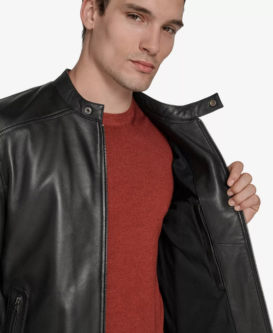 Translation missing: en.Marc New York Men's Maitlin Leather Moto Jacket Racer Style Black-Size Medium