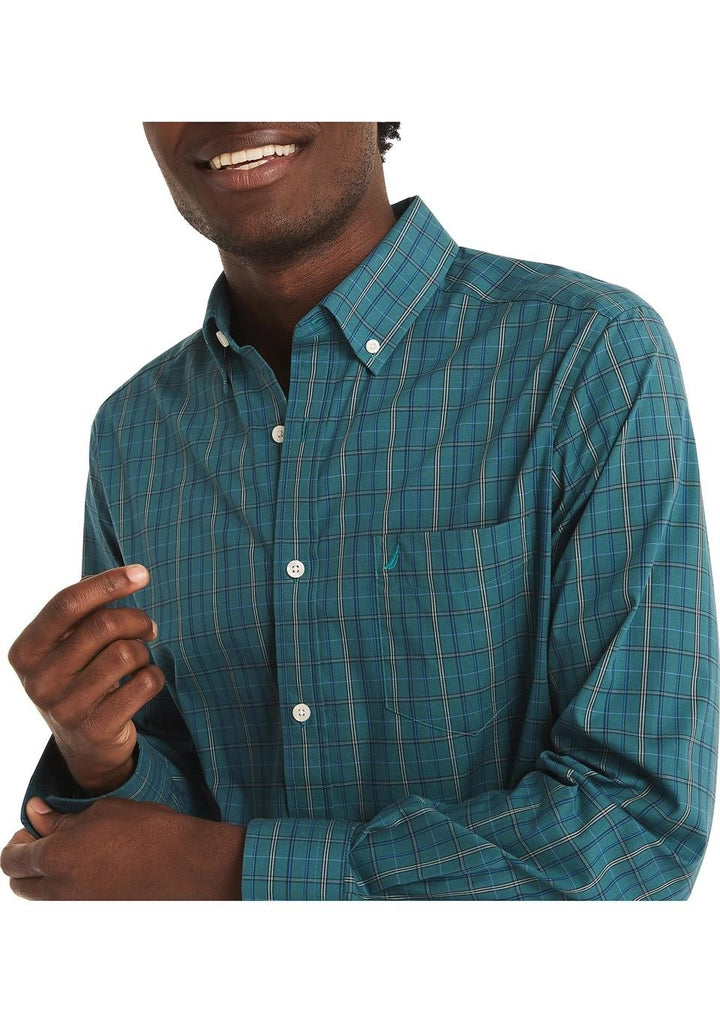Translation missing: en.Nautica Mens Wear To Work Wrinkle-Resistant Plaid Shirt Deep Atlantic-2XL