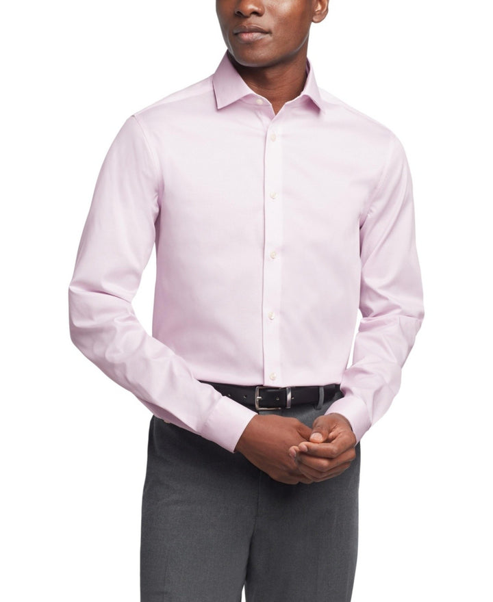 Translation missing: en.Calvin Klein Dress Shirt Mens 15 32/33 Pink Lavender Steel Plus Slim Fit PinCord