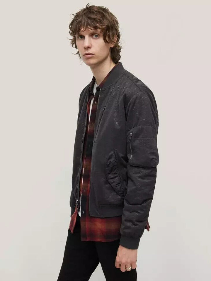 Translation missing: en.John Varvatos Men's Sutter Flight Jacket in Black-EU 44 US Small O2128Y3-DAYA