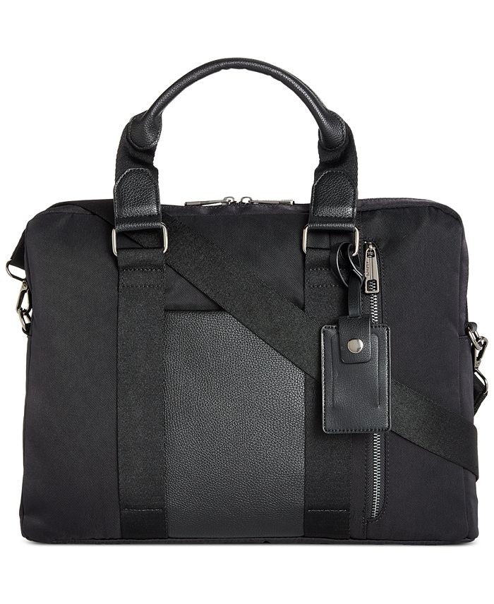 Translation missing: en.Alfani Mens Faux Trim Organizational Messenger Briefcase Black 16W x 12"H x 2"D