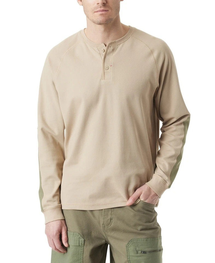 Translation missing: en.Bass Outdoor Hiker Henley Men's Large Trench Coat Tan Long-Sleeve Thermal Top