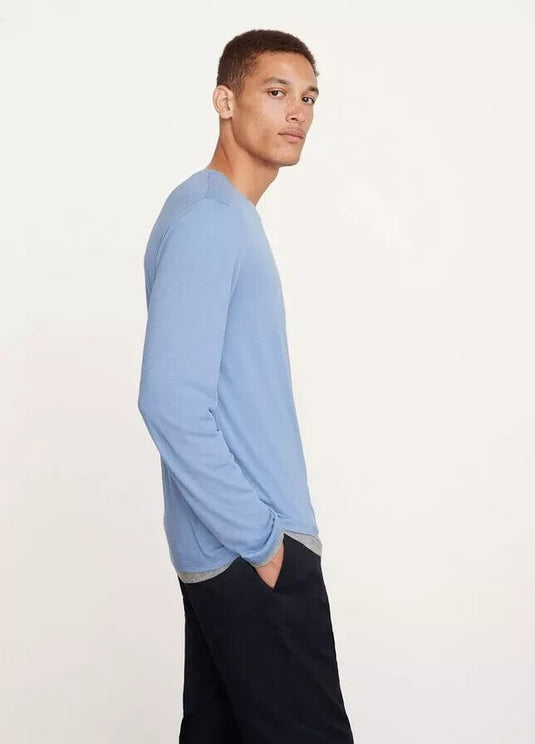 Translation missing: en.Vince Men's Pima Lightweight Double Layer T-Shirt Colony Blue/ H Grey-Medium