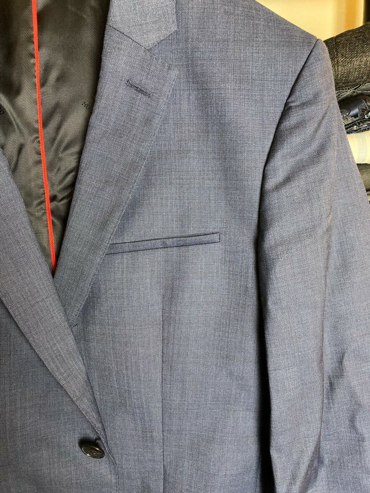 Translation missing: en.Hugo Boss Arti 193 Sharkskin Wool Extra Slim Fit Suit Jacket in Med Blue-40S