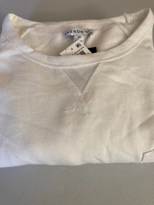 Translation missing: en.And Now This Men's Fleece Crewneck Pocket Sweatshirt in Off White-Size 2XL