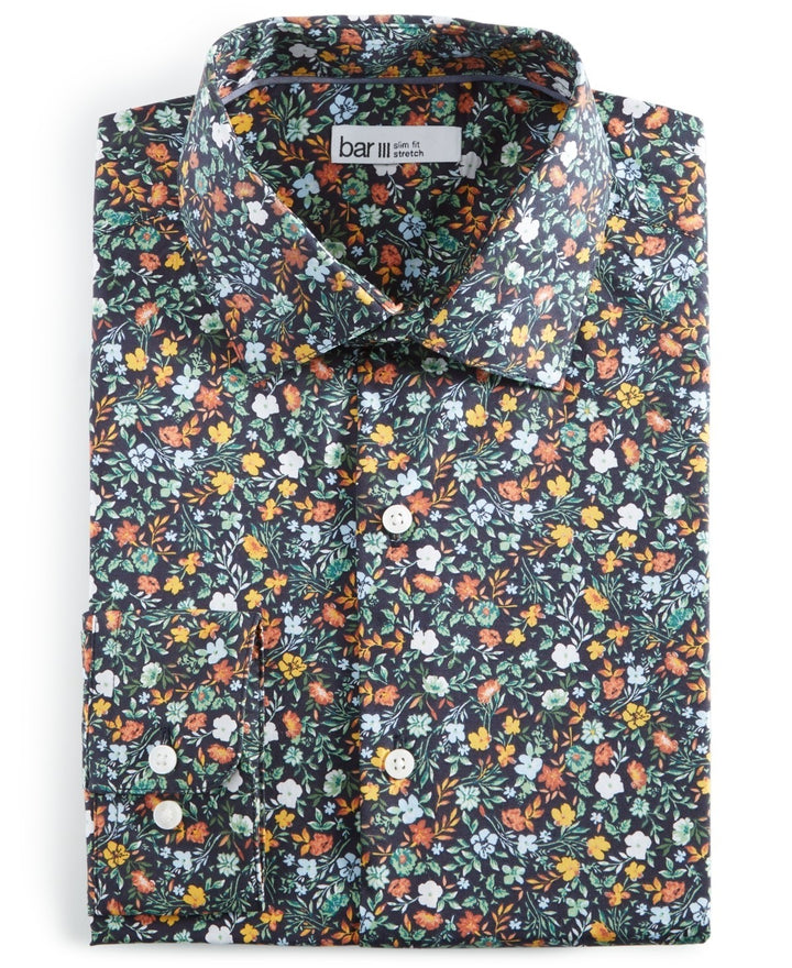 Translation missing: en.Bar III Dress Shirt Men's S 14-14.5 32/33 Multi Slim-Fit Water Floral Stretch
