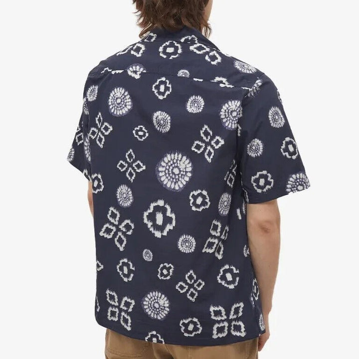 Translation missing: en.NN07 Men's All Cotton Julio Short Sleeve Geo Print Shirt Navy Print-Size Small