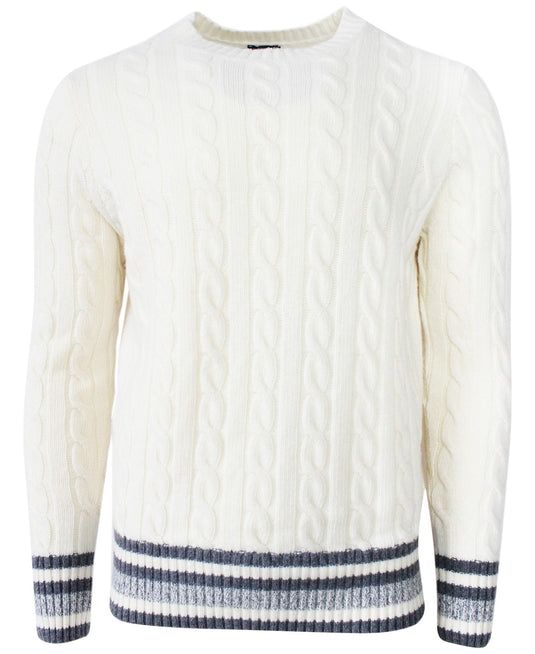 Translation missing: en.Benson Men's Aspen Relaxed-Fit Cable-Knit Sweater in Cream-Medium