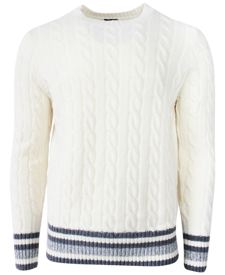 Translation missing: en.Benson Men's Aspen Relaxed-Fit Cable-Knit Sweater in Cream-Medium