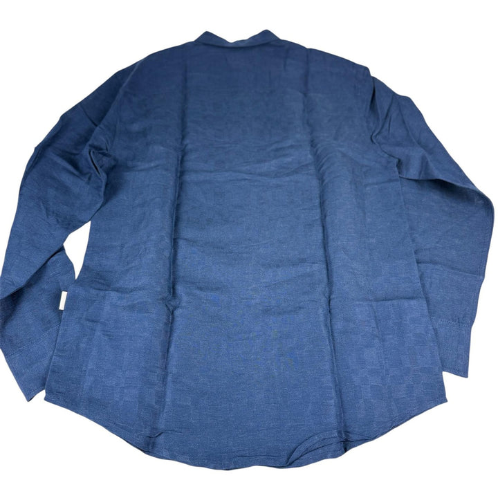 Translation missing: en.Name brand  Mens Regular-Fit Linen-Blend Tonal Shirt in Dress Blue-Small