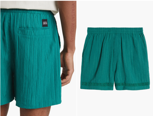 Translation missing: en.Native Youth Men's Relaxed-Fit Seersucker Shorts - Teal-30W