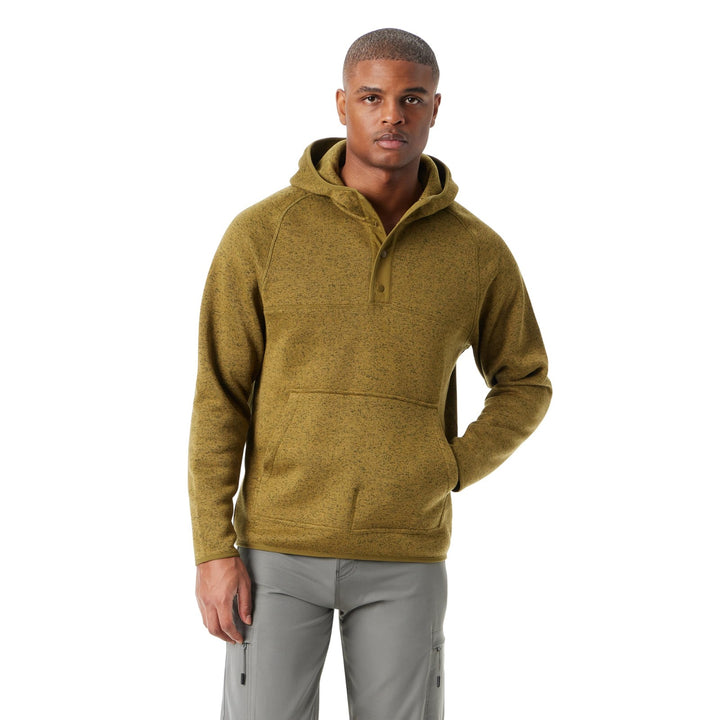 Translation missing: en.Bass Outdoor Men's Regular-Fit Mixed-Media 1/4-Snap Hoodie - Fir Green-Large New