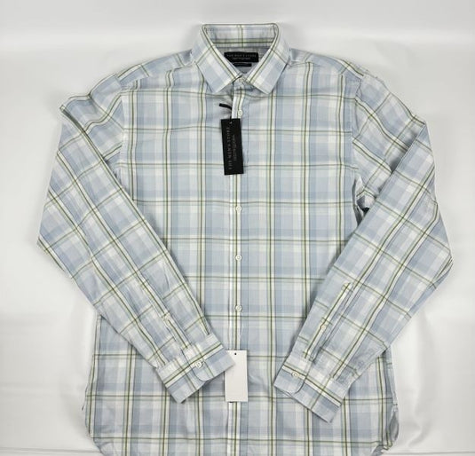 Translation missing: en.The Men's Store Major Dept Store Casual Stretch Plaid Slim Shirt Blue Sage-2XL