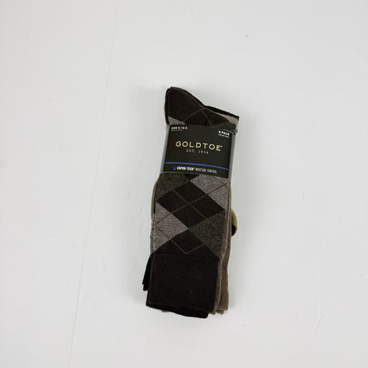 Translation missing: en.Men's 4-Pack Casual Argyle Crew Socks Khaki Brown-Size 6-12.5