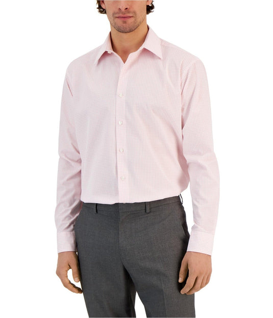 Translation missing: en.Club Room Mens Regular fit Dress Shirt Medium 15-15.5 32/33 Pink Check