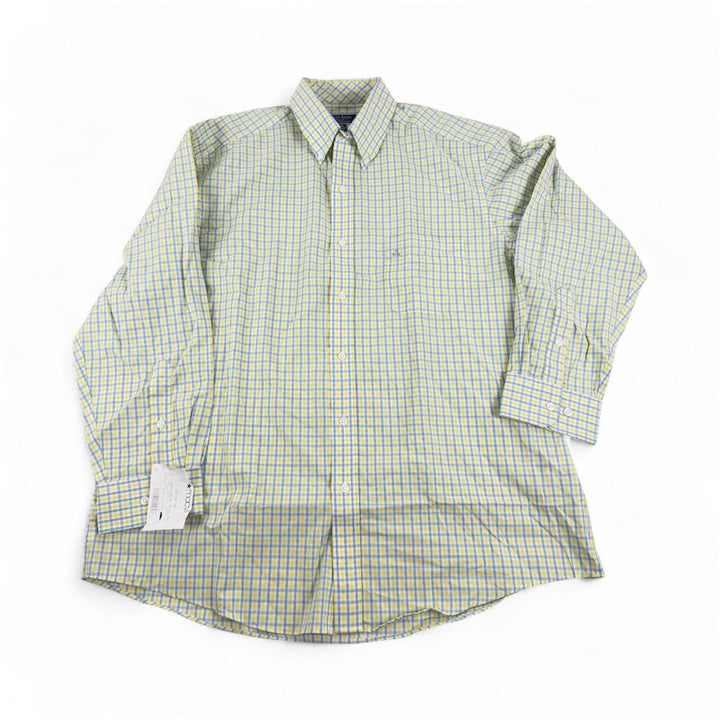 Translation missing: en.Club Room Men's Regular-Fit Gingham Cotton Dress Shirt Yellow Blue-17 32/33