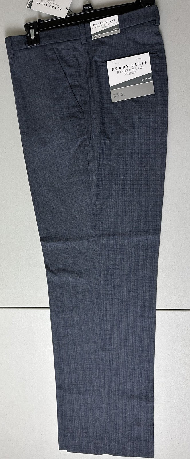 Translation missing: en.Perry Ellis Portfolio Mens Slim-Fit Flat Front Dress Pants Dusty Blue-30x29