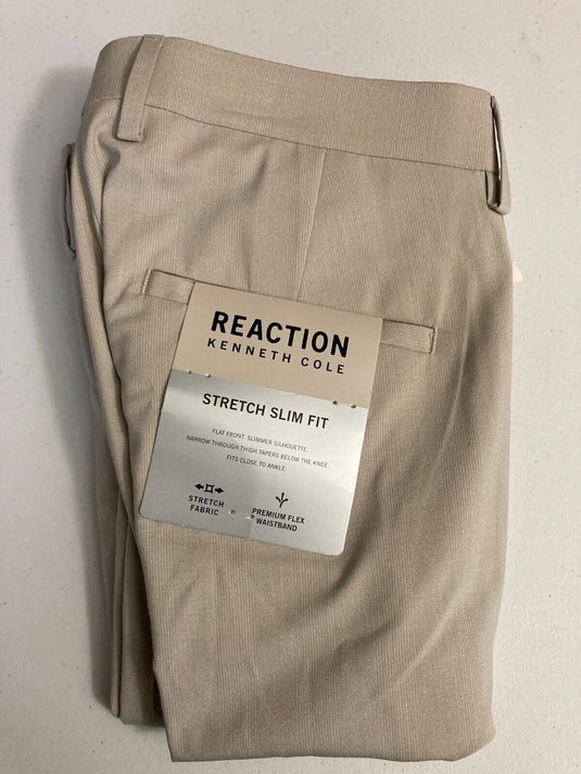 Translation missing: en.Kenneth Cole Reaction Men's Slim-Fit Stretch Heather Glen Plaid Pants Stone-3332