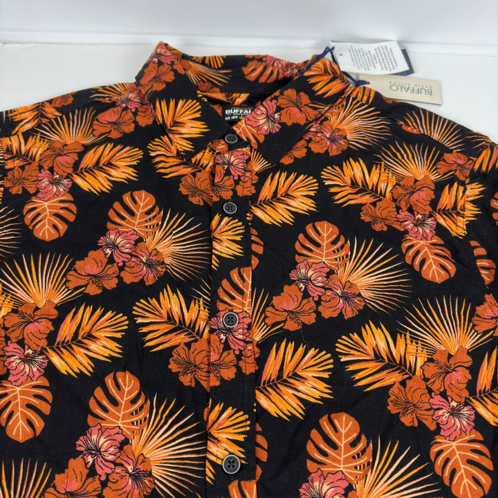 Translation missing: en.Buffalo David Bitton Simad Leaf Print Slim Fit Shirt Dusty Orange-Medium