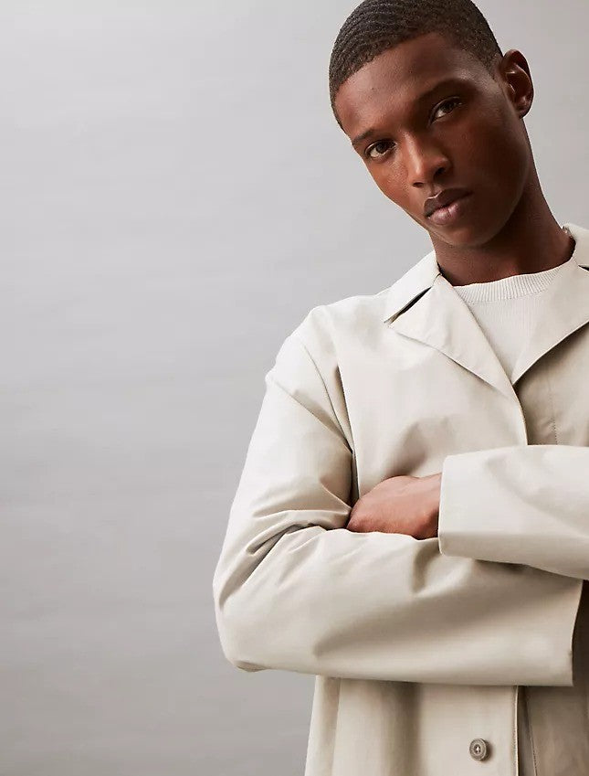 Translation missing: en.Calvin Klein Men's Classic Fit Button-Front Trench Coat - Abbey Stone-Medium