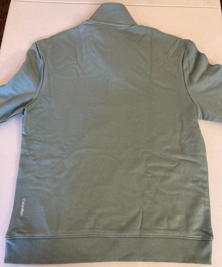 Translation missing: en.Calvin Klein Relaxed Fit Logo French Terry 1/4 Zip Sweatshirt Stormy Sea Green-M