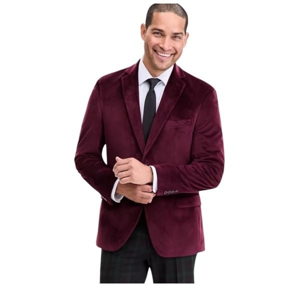 Translation missing: en.Bar III Men's Slim-Fit Smooth Velvet Sport Coat Burgundy-36S