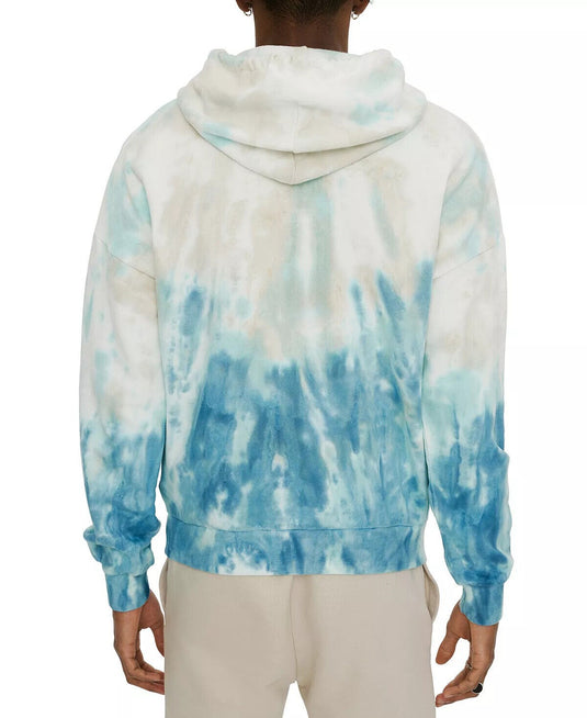 Translation missing: en.Eleven Paris Men's Marble Fleece Pullover Hoodie in Bluestone Marble-Size 2XL