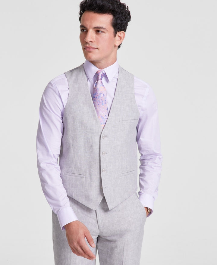 Translation missing: en.Bar III Men's Slim Fit Linen Suit Vest in Gray-XL 44-46R