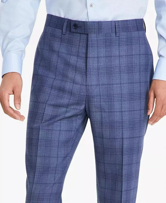 Translation missing: en.Calvin Klein Jerome Dress Pants Men 30x32 Blue Slim-Fit Wool Blend Stretch Plaid
