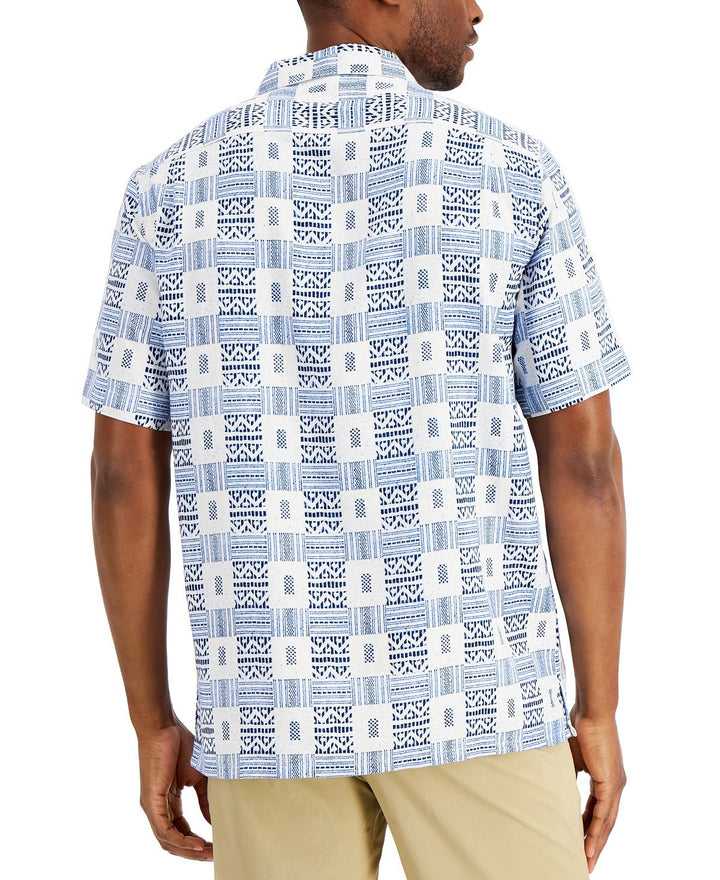 Translation missing: en.Club Room Men's Silk Rayon Tribal Etch Shirt Blue Multi-Small